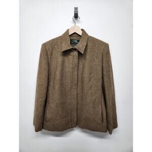 Vtg. Lauren Ralph Lauren Women's Lambswool Herringbone Brown Blazer/Jacket, Sz16